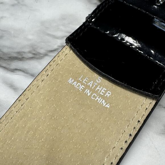 EXPRESS Wide Patent Leather Belt Black Self Covered Buckle S Pinup Retro VTG - Picture 7 of 8